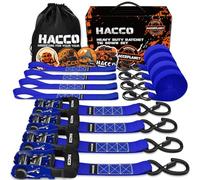 Haccoplanet Ratchet Straps, 5280lb Break Strengeth, 1.6" x 8' Heavy Duty Ratchet Tie Down Strap Set w/Padded Handle, S Hook, Soft Loop for UTV Motorcycle Truck Cargo Straps (Blue, 5280lbs)