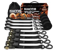 Haccoplanet Ratchet Tie Down Straps, 2340lb Break Strength, 4pc 1inch x 16FT Tie Down Strap Set with Padded Handles & Coated S Hook W/Safety Clip, Cargo Strap Tie Down for Motorcycle, Truck (Black)