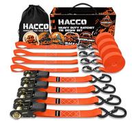 Haccoplanet Ratchet Tie Down Straps, 2340lb Break Strength, 4pc 1inch x 16FT Tie Down Strap Set with Padded Handles & Coated S Hook W/Safety Clip, Cargo Strap Tie Down for Motorcycle, Truck (Orange)