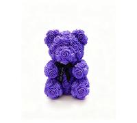 Hacdy Rose Bear Floral Gift for Women, Artificial Flower Teddy Bear with Gift Box, Valentine's Day Gift for Girlfriend, Wife, Mother, Daughter, Birthday (Purple)