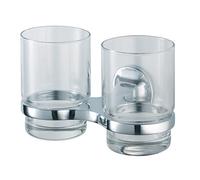 Haceka aspen Double cup holder, chrome plated, glass body, 1110700.