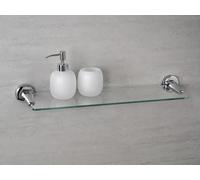 Haceka ASPEN Glass Shelf Wall Mount 60 cm Chrome Metal Transparent Glass