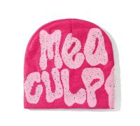 HACEOLHADA MEA Culpa Beanie for Women Men Beanies Hat Y2k Beanies Graphic Beanies Soft Knitted Hat Crochet Hat Winter Hat for Women Men, Pink 1, M