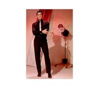 HACERR Elvis Presley, Black Suit, Silver Tie, Photo Shoot, Famous Artist from 50s Poster Canvas Poster Bedroom Decor Landscape Office Room Decor Gift 12x18inch(30x45cm)