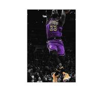 HACERR Lebron James Poster, NBA Los Angeles Lakers Dunk Poster Canvas Poster Bedroom Decor Landscape Office Room Decor Gift 12x18inch(30x45cm)