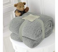 Hachette Teddy Fleece Throw Blanket Soft Warm Throw Over Sofa Bed Travel Bedspread Blanket (Grey Silver, Double - 150 x 200 cm)