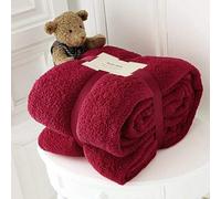 Hachette Teddy Fleece Throw Blanket Soft Warm Throw Over Sofa Bed Travel Bedspread Blanket (Red, Single - 100 x 150 cm)