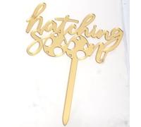 Haching Soon Cake Topper - Gold Acrylic Pregnancy Haching Soon toppers, Egg Theme Baby Shower Egg Themed party Decorations, Gender Reveal Baby Shower Party Decoration Supplies