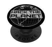 Hack the Planet - Blue Globe Design for Computer Hackers PopSockets Adhesive PopGrip