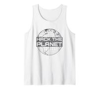 Hack The Planet Dark Gray Globe Design for Computer Hackers Tank Top