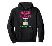 Hack The Planet Retro Hacker Theme Cybersecurity Quote Pullover Hoodie