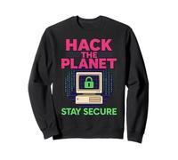 Hack The Planet Retro Hacker Theme Cybersecurity Quote Sweatshirt