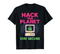 Hack The Planet Retro Hacker Theme Cybersecurity Quote T-Shirt
