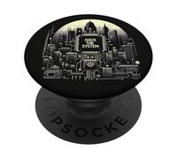Hack the System Society Network Computer Cyberpunk Vaporwave PopSockets Adhesive PopGrip