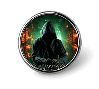 Hacker Attack Badge,Comfort Light in Weight Round Emblem Cute Funny Decor Brooch Smooth Does Not Fade Badges for Hats Jackets Coat Shirt