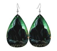 Hacker Attack Leather Earrings for Women Teardrop Earrings Lightweight Dangle Drop Earrings Cute Jewelry Gift