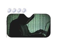 Hacker Attack Print Car Windshield Sun Shade for Car Truck SUVs, Aluminum Foil Auto Front Window Sun Visor Sun Heat Protection Sunshade with 2 holes, S