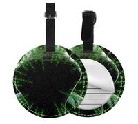 Hacker Attack Print Round Luggage Tag 10 Cm, Pu Leather Suitcase Label, Luggage Tags for Cruise Ships Suitcase Tags Beach Malibu Print Privacy Cover Id Label