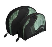 Hacker Attack Printing Shell Makeup Bag Set 2-Piece Cosmetic Bags Portable Travel Makeup Storage Bag for Women Girls