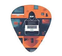 Hacker Attack Wzywhj Prints Abs Guitar Picks 12 Piece, Easy Grip Uke Picks For Your Bass, Ukulele, Acoustic Or Electric Guitar