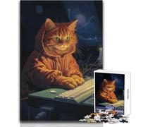Hacker Cat Teenagers 1000 Piece Jigsaw Puzzle Fun Learning Cognitive Game Thoughtful Unique Present Selection Size 50x75cm