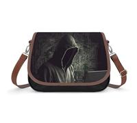 Hacker Crossbody Bag for Women Leather Crossover Shoulder Handle Bag with Adjustable Strap Hobo Handbag Large Capacity Purse Work Handbag for Daily Outdoor