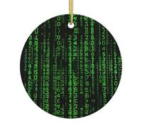 Hacker Era Christmas Tree Ceramic Hanging Round Ornament Pendant Festive Xmas Party Home Decor