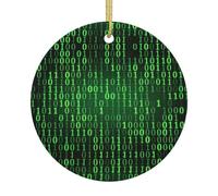 Hacker Era Christmas Tree Ceramic Hanging Round Ornament Pendant Festive Xmas Party Home Decor