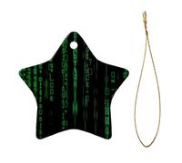 hacker era Print Ceramic Star Heart Shaped Ornaments Christmas Tree Hanging Xmas Pendants Decor