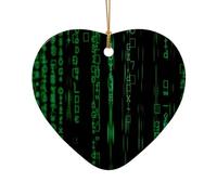hacker era Print Ceramic Star Heart Shaped Ornaments Christmas Tree Hanging Xmas Pendants Decor