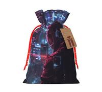 Hacker Era Print Christmas Drawstring Gift Bags With Cards For Xmas Party Decorations Holiday