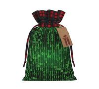 Hacker Era Print Christmas Imitation Burlap Gift Bag With Drawstring And Gift Tag,For Wrapping Candies