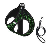 Hacker Era Print Small Dog Harness And Leash Set, Adjustable Soft Vest With 360° Reflective Straps For Cats Puppy