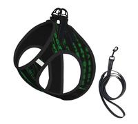Hacker Era Print Small Dog Harness And Leash Set, Adjustable Soft Vest With 360° Reflective Straps For Cats Puppy