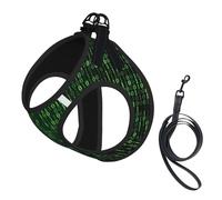 Hacker Era Print Small Dog Harness And Leash Set, Adjustable Soft Vest With 360° Reflective Straps For Cats Puppy