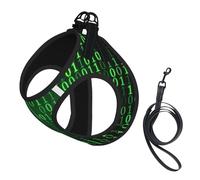 Hacker Era Print Small Dog Harness And Leash Set, Adjustable Soft Vest With 360° Reflective Straps For Cats Puppy