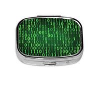 Hacker Era Print Square Metal Pill Box Decorative Pill Case - Carry Your Meds in Style (Rectangular)