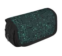 Hacker Pencil Case Organizer - Large Capacity 3 Compartment Pencil Pouch for Adults, Portable Makeup Bag & Aesthetic Stationery Bag with Zipper (8.7x4.3") Unisex Gift