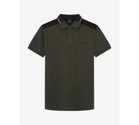 Hackett Colour Block Polo short sleeve khaki green black orange - S