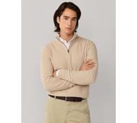Hackett Cotton Rich Half Zip Funnel Neck Sweatshirt Beige