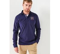 Hackett Heritage H Rugby Long Sleeve Polo Shirt, Navy, Size S, Men Navy