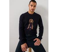 Hackett Heritage Harry Dog Crew Knitted Jumper, Navy, Size L, Men Navy