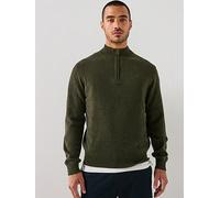 Hackett Lambswool Half Zip Knitted Jumper, Green, Size 2Xl, Men Green