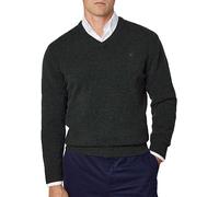 Hackett London Men's Lambswool V Neck Pullover Sweater, Green (Dark Green), XXL