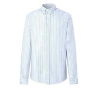 Hackett London Men's Mel Cot Linen Stripe Shirt, Blue (Blue/Green), S