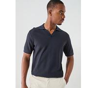 Hackett London Riviera Open Collar Knitted Polo Shirt, Navy, Size L, Men Navy