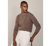 Hackett male Pure Lambswool Crew Neck Jumper - Beige, Beige,Navy