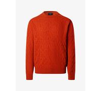 Hackett Mens Hackett Cable-Knit Crewneck Wool Jumper Spice Orange XL