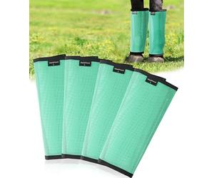 HackFond Breathable Mesh Horse Fly Boots - Equine Fly Leg Wraps for Insect & Scratch Protection, Comfortable Horse Leg Guards for Pasture, Trail Riding & Daily Use Set of 4 Gentle Mint Large