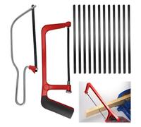 Hacksaw 2 PCS,Junior Hacksaw,Adjustable Angle Heavy Hacksaw for Metal Cutting,Metal Saw Comes with 12 Carbon Steel Mini Saw Bla-des,for Cutting Plastic PVC Pipe Tile and Wood
